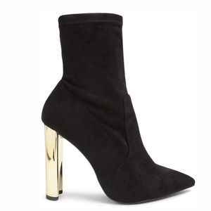 Forever 21 metallic block heel sock boots